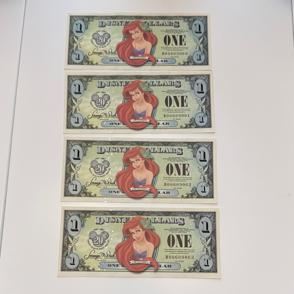 Uncirculated Sequentially Numbered 2007 D Series Disney Dollars Ariel